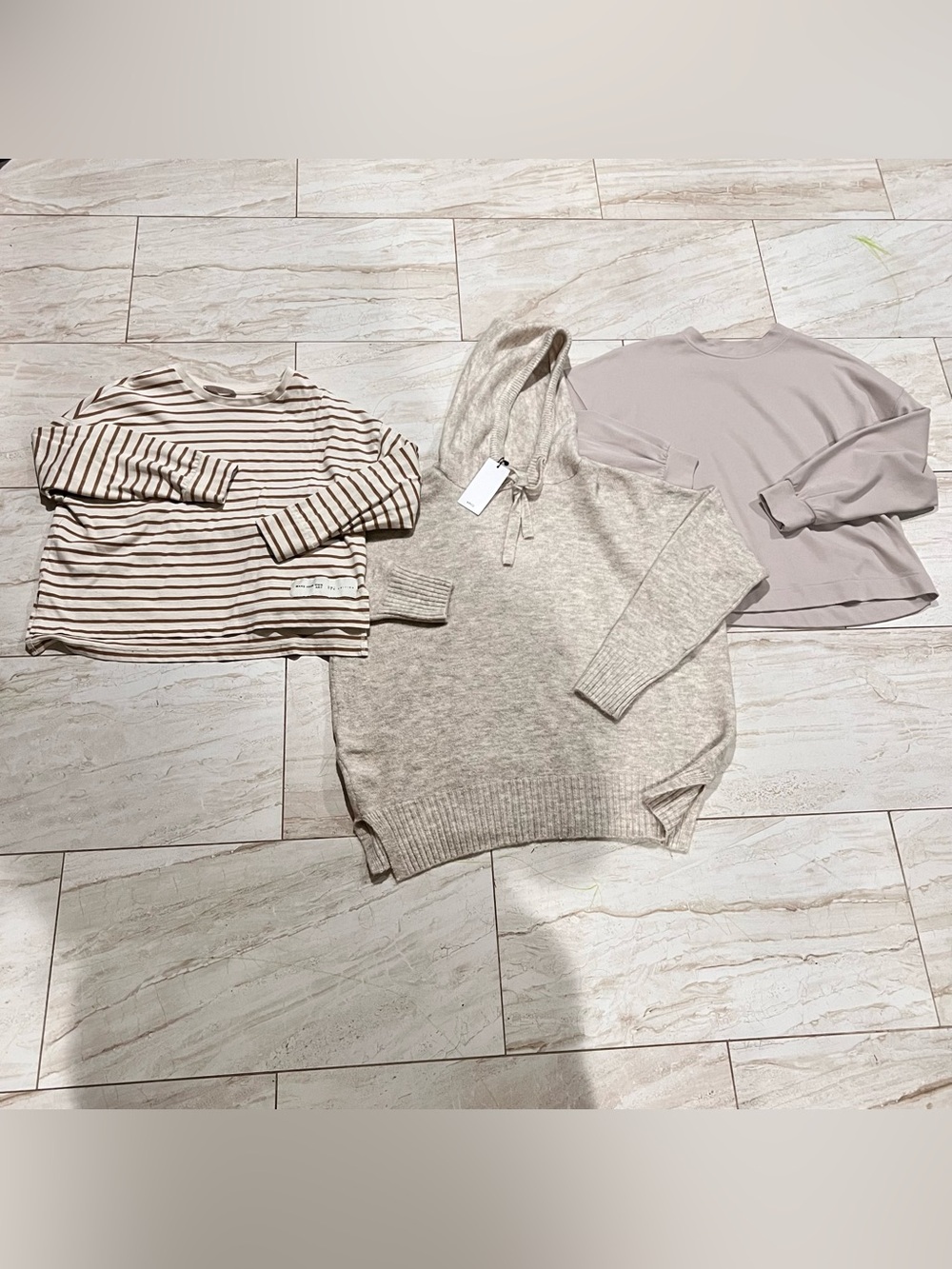 Women's MANGO MNG Lot of 3 Pullover Sweatshirts Size Small Beige